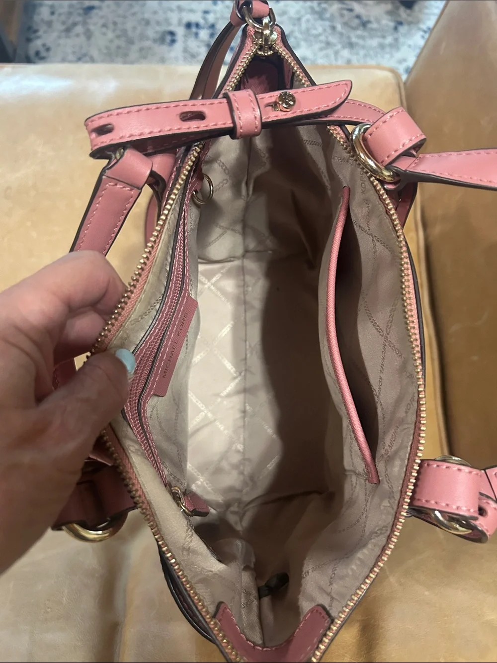 Michael Kors Sullivan Small Saffiano Leather Top-Zip Tote Bag like new